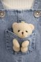 Baby Girl 2-Piece Set Teddy Bear Denim Salopet Dress Short Sleeve Ribbed Bodysuit - 3