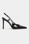 Ladonia Black Patent Leather Back Open Buckle Detail Women's Heeled Shoes - 5
