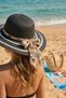 Women's Straw Hat with Bow and Chain Detail for Beach and Sun Protection - 6