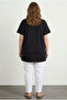 Plus Size Crew Neck Short Sleeve T-Shirt with Cutout Detail and Printed Stretch Fabric - 6