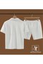 Ottoman Patched Polo Collar T-Shirt, Shorts and Baggy Sweatpants - 100% Cotton - Summer, Casual 3-Piece Set - 5