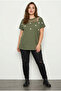 Plus Size Crew Neck Short Sleeve T-Shirt with Cutout Detail and Stretch Fabric - 2