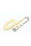 Sphere Cut Marbled White Beirut Amber Prayer Beads 8 mm - 2