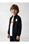 Black Galatasaray Printed Boys' T-Shirt and Zip-Up Sweatshirt