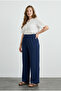 Plus Size Elastic Waist Wide Leg Wrinkled Fabric Stretchy Fabric Pocketed Trousers - 4