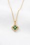 Clover Model Green Zircon Stone Gold Color Stainless Steel Women's Necklace