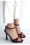 Mirge Burgundy Patent Leather Heeled Ankle Belted Shoes