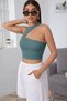 Rose Women's Asymmetrical One Shoulder Cut Out Detailed Camisole Crop Tank Top