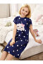 Girls Polka Dot Cloud Print Sleep Dress - 4
