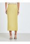 Khaki Embellished Waistband Pencil Midi Skirt - 5