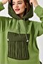 Women's green hooded tracksuit with front pockets - 3