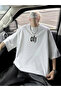 Printed Oversize Crew Neck T-Shirt - White