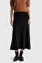 Black Viscose Blended Elastic Waist Pleated Long Knit Skirt Model Code: 1Ezsd001Y100 - 2