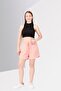 Women Embroidered Logo Basic Shorts, Peach - 2
