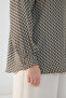 Brown Patterned Classic Blouse - 6