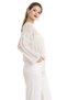 White Openwork Tasseled V-Neck Seasonal Cotton Women's Knitwear Blouse - 5