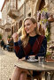 Women's Navy Blue Patterned Knitwear Dress - 3