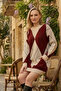 Women's Burgundy Patterned Knitwear Dress - 2