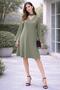 V-Neck Spanish Sleeve Dress with Neck Collar and Back Slit Detail