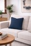 2-Piece Linen Look Cushion Cover with Zipper Modern Decorative Pillowcase Navy Blue - 2