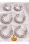Women's Silver Color 3 Pairs Patterned Gift Hoop Earrings - 5