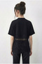 Women's Black Crew Neck Lace Detailed Comfortable Fit T-Shirt 1074 60286064 - 6