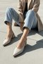 Dundo Beige Wrinkled Patent Leather (4 cm Heel Length) Pointed Toe Heeled Ballerina Shoes - 2