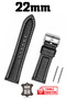 22mm Black and White Stitched Floater Genuine Leather Watch Band Strap