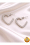 Special Design Silver Color Heart Model Stylish Hoop Earrings - 2