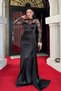 Satin Fabric Lace Detailed Evening Dress - Black - 2