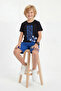 Skate Print Detailed Summer Round Neck Boys' Top and Bottom Set - 3