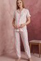 Shirt Collar, Front Buttoned, Short Sleeve, Printed Maternity and Postpartum Pajama Set - 2