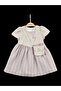 Embroidered Lace Ruffled Dress with Vest & Bag -Brown