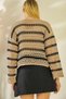 Women's Openwork Striped Perforated Knitwear Blouse Summer Seasonal Long Sleeve Comfortable Fit Slim Knit Sweater - 4