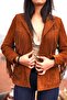 Women's Tasseled Genuine Leather Suede Jacket - 8