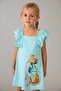 Girl's Ruffled Cotton Dress - Blue - 5