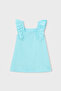 Girl's Ruffled Cotton Dress - Blue - 2