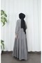 Lace Detailed Buttoned Layered Hijab Dress Light Gray Hnt8596 - 6