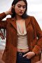 Women's Tasseled Genuine Leather Suede Jacket - 6
