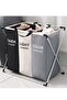 3-Section Foldable Laundry Basket, Waterproof Clothes Hamper with Aluminum Frame