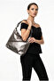 Women's Patterned Leather Zipper Detailed Casual Hobo Shoulder Bag - 6
