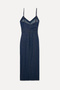 Women's Indigo Strap Midi Dress with Pocket Detail - 2