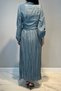 Waist-Tied, Latik Detailed Sleeves Nile Dress 747 Blue - 4