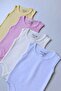 100% Organic Cotton 4-Piece Jacquard Undershirt Baby Bodysuit Set Ecru White Pink Yellow - 4