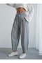 Women's Green Striped Linen Look Balloon Pants - 5