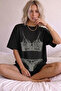 Women's Double Oversize Rouge Intimates Printed Black – Crew Neck, Comfortable Fit, 100% Cotton - 2