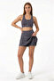 Smoked High Waist Double Layer Mini Skirt Tennis Skirt and Zipper Bustier Crop Set - 5