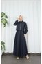 Jacketed Gilet Dress Tansel Denim Suit Navy Blue Hnt8552 - 5