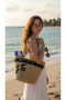 Hand Knitted Natural Straw Beach and Shoulder Bag for Women Palm Tree Embroidered Bohemian Summer Bag - 5