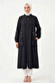 Sfari Cap Jacket with Snap Collar Detail and Ruched Design 817 Black - 3
